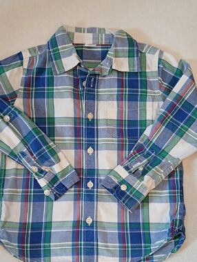 GAP Plaid Button-Down Shirt - Blue, Green & White